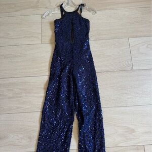 Weissman Black and Blue Sequin Dance jumpsuit